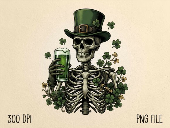 Download Funny St Patrick’s Day Skeleton Beer PNG - Funny Collection