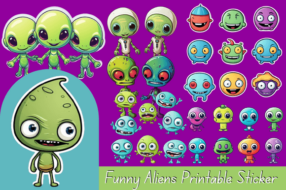 Download Funny Aliens Printable Sticker - Funny Collection
